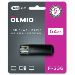 Карта USB2.0 64 GB OLMIO F-236 черный металлик