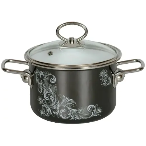 Кастрюля VITROSS Iseberg, эмаль, индукция, мокрый асфальт, 2 л.(8SD165S)