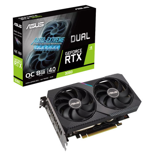 Видеокарта Asus PCI-E 4.0 DUAL-RTX3060-O8G NV RTX3060 8192Mb 128 GDDR6 1837/15000/HDMIx1/DPx3/HDCP R