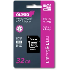 Карта micro-SD 32 GB Olmio Class 10 UHS-I + адаптер