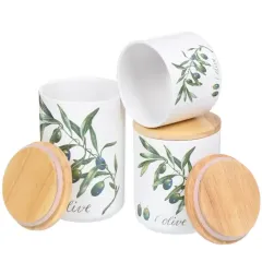 Банка для хранения продуктов Оливки 0.85/0.65/0.45 л, 3 шт керамика