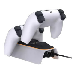 Зарядная док станция для геймпадов PS5 DOBE DualSense, подсветка, белый