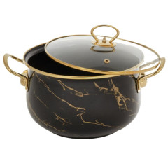 Кастрюля Daniks Черный мрамор, эмаль, индукция, 5.5 л (Y4-8970)(484350)