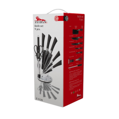 Набор ножей ZEIDAN Z-3126, 9 пр., черный