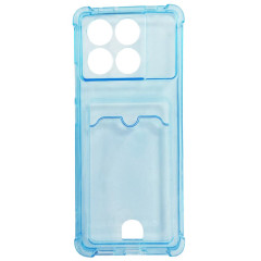 Бампер Xiaomi Poco X6 Pro 5G ZIBELINO Silicone Card Holder голубой защита камеры