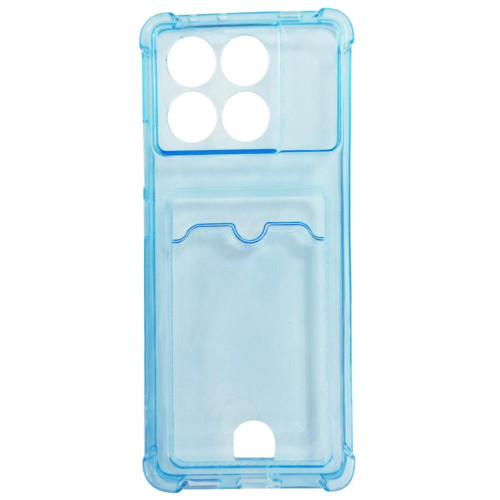 Бампер Xiaomi Poco X6 Pro 5G ZIBELINO Silicone Card Holder голубой защита камеры