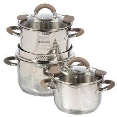Набор посуды DANIKS Нара, кастрюли, нерж., 6 пр (GS-01413-6PC-2)(446892)