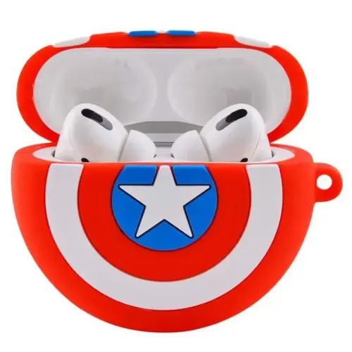 Чехол для AirPods ZIBELINO с карабином (Капитан Америка)