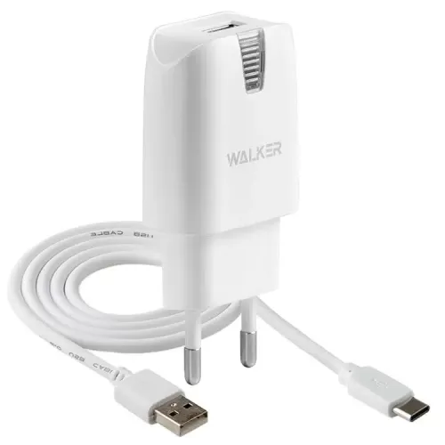 СЗУ WALKER 2.1А  WH-21 USB, + кабель Type-C белый