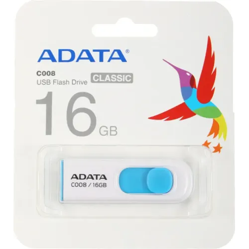 Карта USB2.0 16 GB A-DATA C008 AC008-16G-RWE белый/синий