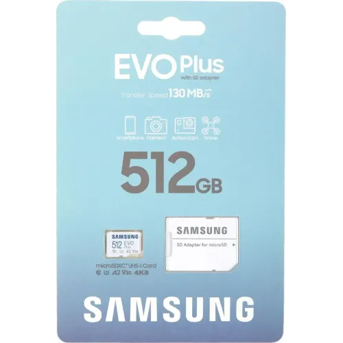 Карта micro-SD 512 GB SAMSUNG EVO PLUS Class10 UHS-I U3 (MB-MC512KA/EU)