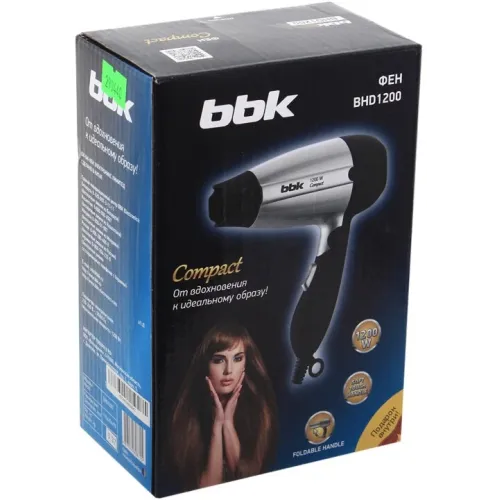 Фен BBK BHD1200 черный/серебро