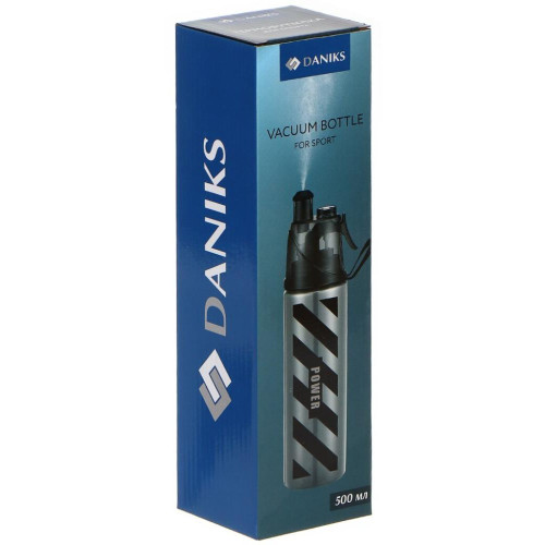 Термобутылка DANIKS с распылителем, 0,5 л, SL-099-black-grey (435636)
