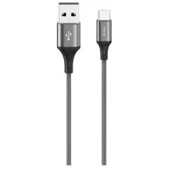 Кабель USB 2.0 A вилка - Type C 1.2 м Olmio 2.1А Basic текстильный серый