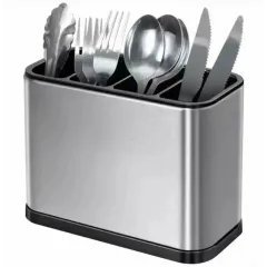 Подставка для столовых приборов NN BY-889, нерж., серебристо-черная