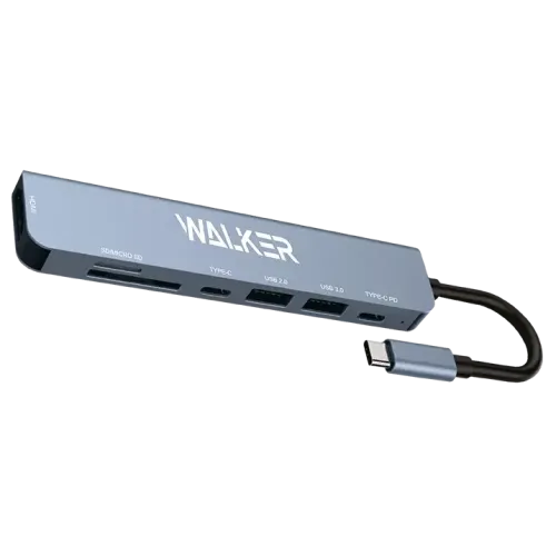 Коммутатор USB 2.0 WALKER WHUB-71 серый