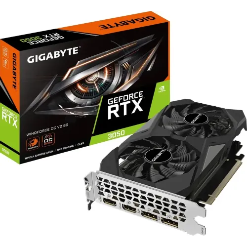 Видеокарта Gigabyte RTX 3050 6Gb PCI-E 4.0 GV-N3050WF2OCV2-6GD NVIDIA GeForce 96bit GDDR6 1477/14000