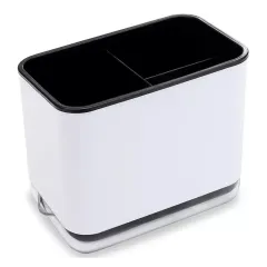 Подставка для столовых приборов NN, съемный поддон, пластик, бело-черная