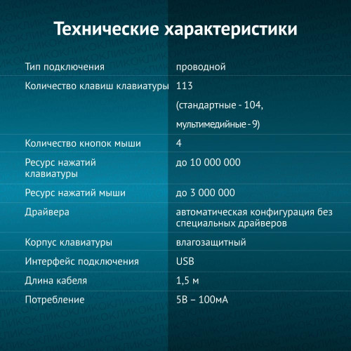 Клавиатура + мышь Oklick S650 черный