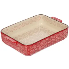 Форма для выпечки керамика Спектр Круги на красном, фигурная, 31х21х6 см (Y6-10299)(462727)