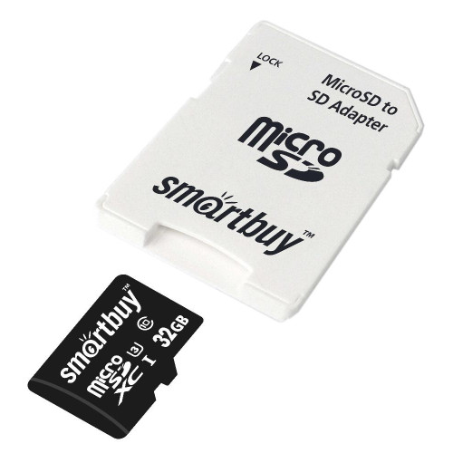 Карта micro-SD 32GB SMARTBUY (SB32GBSDCL10U3L-01)+адаптер