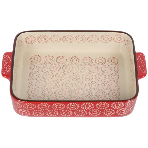 Форма для выпечки керамика Спектр Круги на красном, фигурная, 30.5х21х6.5 см (Y6-10298)(462726)
