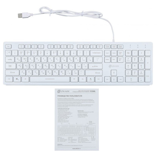 Клавиатура Oklick 550ML белый USB (*5)