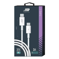 Кабель USB 3.0 Type C -  Type-C 1 м Borasco 3A 65W PD белый