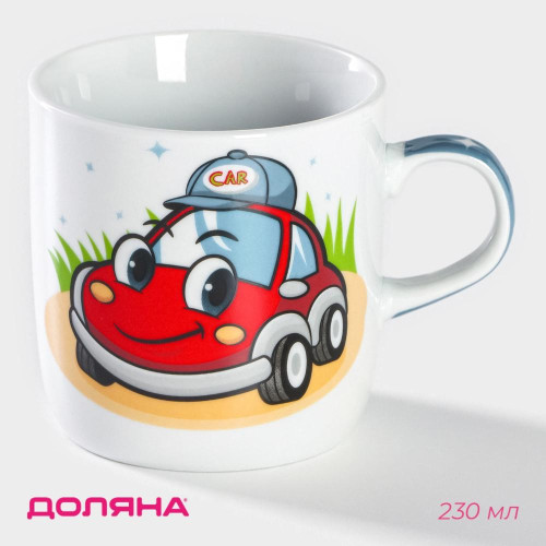 Кружка детская, 230 мл., керамика, ДОЛЯНА «Машинка», белый (5034613)