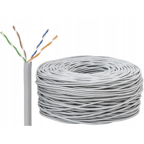 Кабель витая пара UTP 4 Pairs Ningbo cat5E solid 0.5мм CCA molded 305м серый бухта