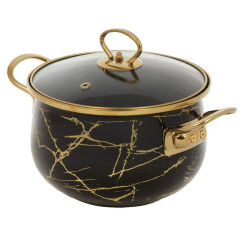 Кастрюля Daniks Черный мрамор, эмаль, индукция, 3.5 л (Y4-8968)(484348)