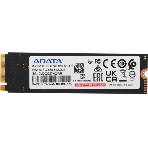 SSD M.2 512Gb ADATA PCI-E 4.0 x4 2280 ALEG-850-512GCS Legend 850