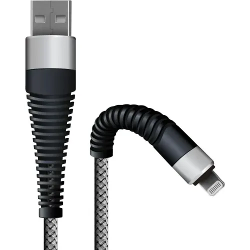 Кабель USB 3.0 A вилка - 8pin 1 м Borasco Lightning 1m 3А Fishbone усиленный серый (38508)