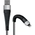 Кабель USB 3.0 A вилка - 8pin 1 м Borasco Lightning 1m 3А Fishbone усиленный серый (38508)