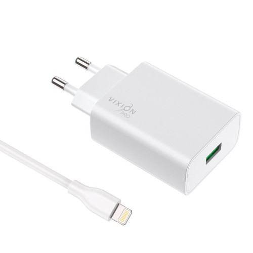 СЗУ Vixion VH-02i 2.4A Smart IC + кабель Lightning 8-pin PRO белый