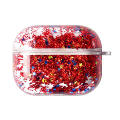 Чехол для AirPods ZIBELINO Glitter с карабином красный