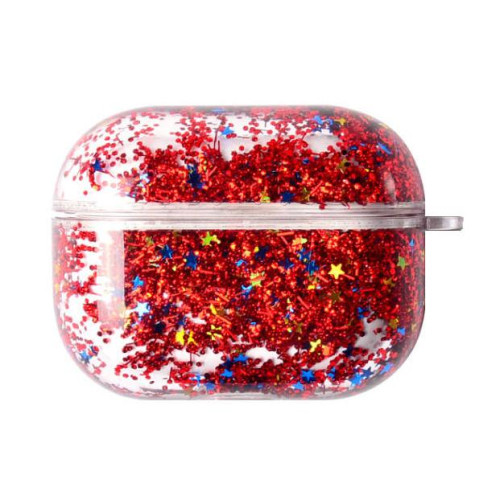 Чехол для AirPods ZIBELINO Glitter с карабином красный