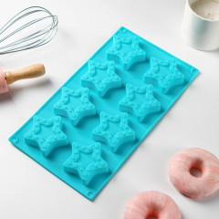 Форма для выпечки силикон Доляна «Звёздочки», 29×16×2 см, 8 ячеек, голубой (7067975)