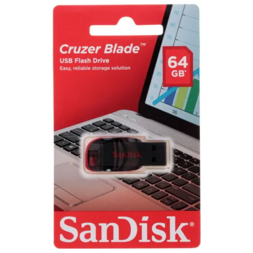 Карта USB2.0 64 GB Sandisk Cruzer Blade SDCZ50-064G-B35  черный/красный