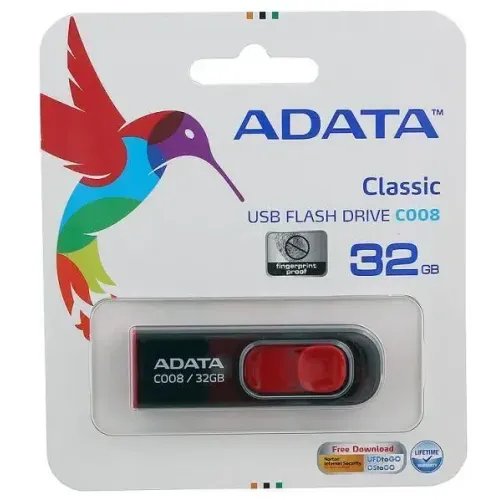 Карта USB2.0 32 GB A-DATA AC008-32G-RKD USB2.0 красный/черный
