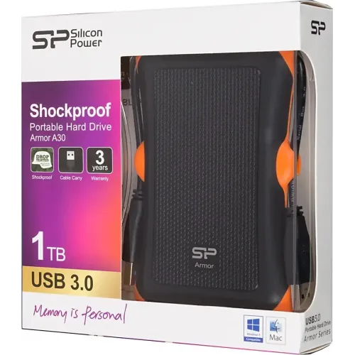 HDD USB 1Tb Silicon Power Armor A30 SP010TBPHDA30S3K оранжевый