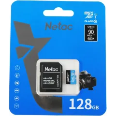 Карта micro-SD 128GB Netac NT02P500STN-128G-R P500 + адаптер