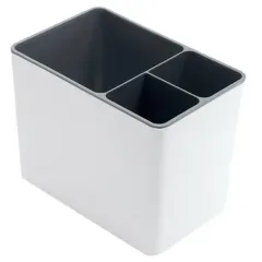 Подставка для столовых приборов DOMOZON ПП-1020, пластик, бело-серая