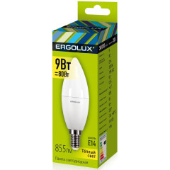 Лампочка E14 светодиод. Ergolux Свеча LED-C35-9W-E14-3K