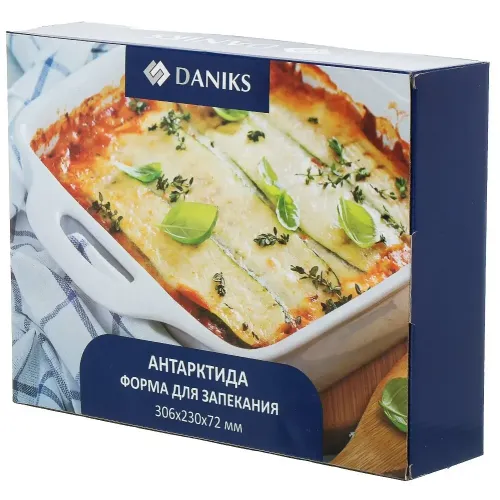 Форма для выпечки керамика Daniks Антарктида, прямоугол., 31х23х7 см, 2,1 л, белая (Y4-7288)(444770)