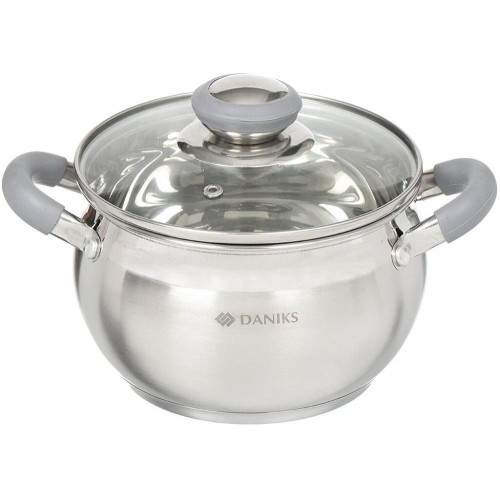 Кастрюля Daniks Модерн, нерж., индукция, серый, 2.9 л. (SD-18N)