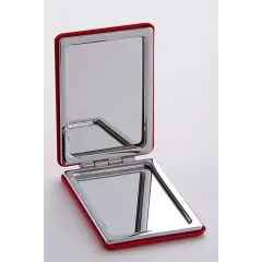 Зеркальце косметическое складное, экокожа, прямоугол., красное