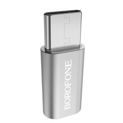 Переходник microUSB to Type-C Borofone BV4 серебро