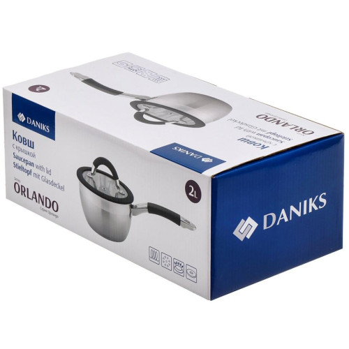 Ковш нерж. Daniks Orlando, индукция, силикон.руч., 1,9 л.(GS-01435-16S)