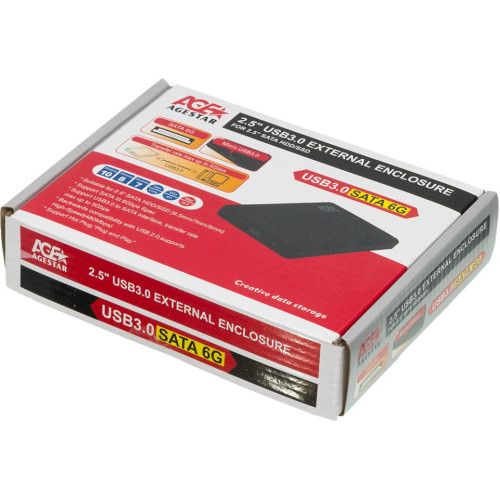 Внешний корпус AgeStar 3UB2P2 SATA III USB3.0 пластик черный 2.5
